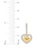 Thumbnail Image 5 of Lab-Grown Diamond Heart Halo Dangle Hoop Earrings 1/3 ct tw 24K Yellow Gold Vermeil Sterling Silver