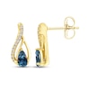 Thumbnail Image 3 of American Blue Sapphire & Diamond Flame-Shaped Earrings 1/15 ct tw 10K Yellow Gold