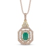 Thumbnail Image 1 of Le Vian Emerald-Cut Emerald Necklace 7/8 ct tw Diamonds 14K Two-Tone Gold 20"