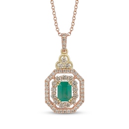 Le Vian Emerald-Cut Emerald Necklace 7/8 ct tw Diamonds 14K Two-Tone Gold 20"