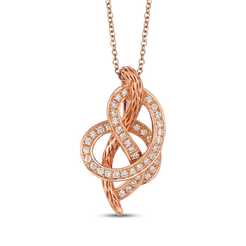 Main Image 1 of Le Vian Diamond Textured Loop Necklace 1/4 ct tw 14K Strawberry Gold 18"