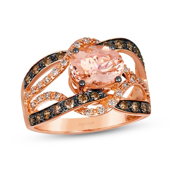 Le Vian Oval-Cut Morganite Ring 1/2 ct tw Diamonds 14K Strawberry Gold