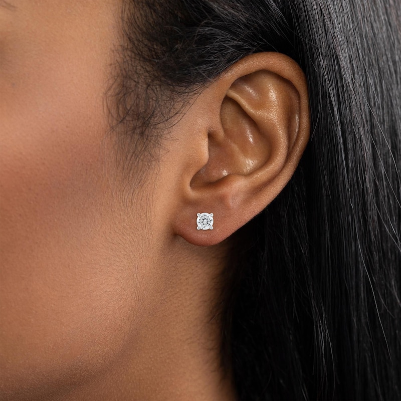 Main Image 4 of KAY Lab-Grown Diamonds Round-Cut Solitaire Stud Earrings 3/4 ct tw 10K White Gold (F/SI2)