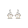 Thumbnail Image 2 of Cultured Pearl & White Lab-Created Sapphire Drop Earrings Sterling Silver