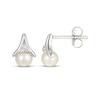 Thumbnail Image 3 of Cultured Pearl & White Lab-Created Sapphire Drop Earrings Sterling Silver