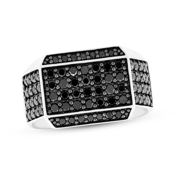 Men's Black Diamond Multi-Row Ring 1-3/4 ct tw Sterling Silver