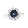 Thumbnail Image 1 of Cushion-Cut Lab-Created Alexandrite & White Lab-Created Sapphire Ring Sterling Silver