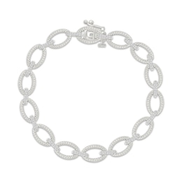Diamond Rope Twist Oval Link Bracelet 1/4 ct tw Sterling Silver 7.25"