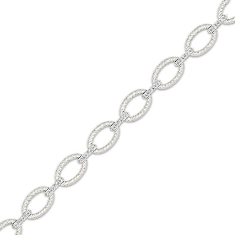 Main Image 2 of Diamond Rope Twist Oval Link Bracelet 1/4 ct tw Sterling Silver 7.25"