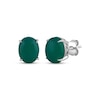 Thumbnail Image 1 of Oval-Cut Dyed Green Chalcedony Stud Earrings Sterling Silver