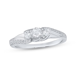 Adore Round-Cut Diamond Three-Stone Engagement Ring 1/2 ct tw 10K White Gold