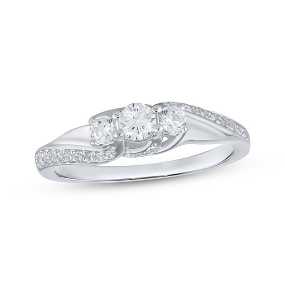 Adore Round-Cut Diamond Three-Stone Engagement Ring 1/2 ct tw 10K White Gold