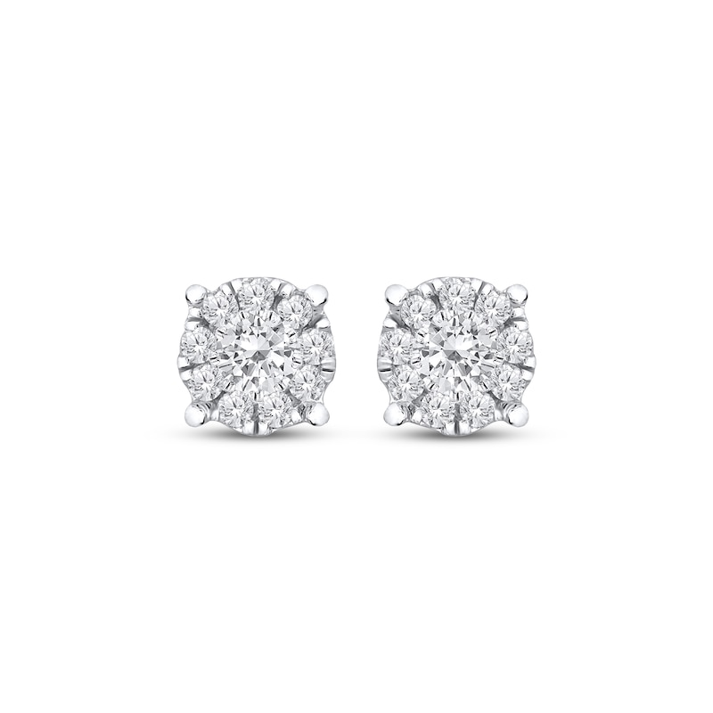 Main Image 2 of Diamond Halo Stud Earrings 1/2 ct tw 10K White Gold
