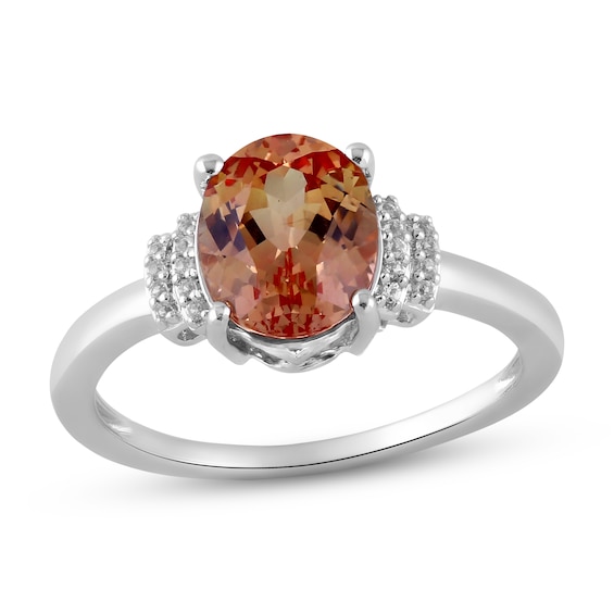 Oval-Cut Rainbow Lab-Created Sapphire & White Lab-Created Sapphire Ring Sterling Silver