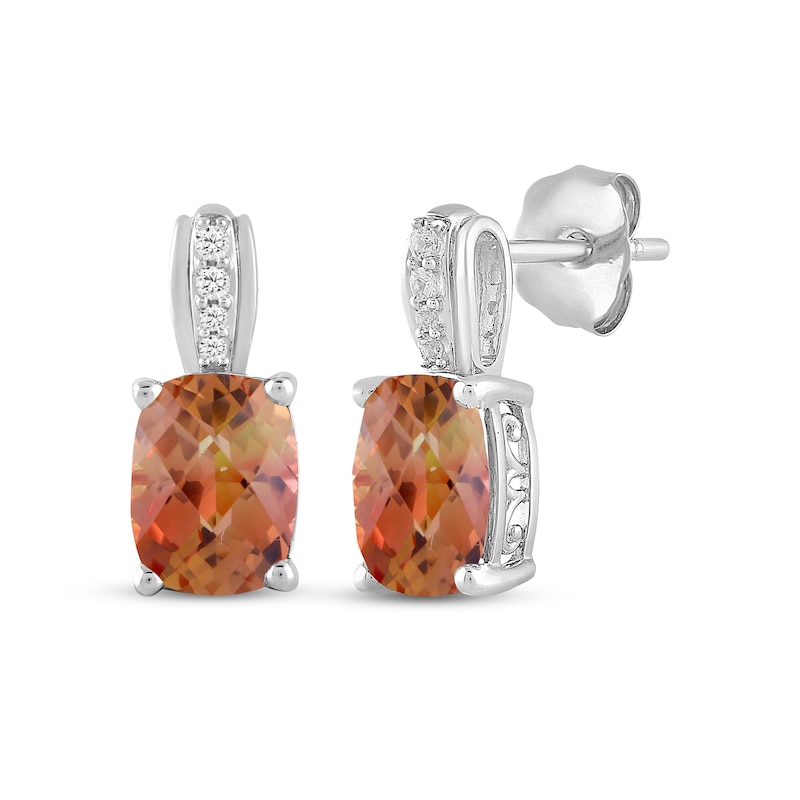 Main Image 1 of Cushion-Cut Rainbow Lab-Created Sapphire & White Lab-Created Sapphire Drop Earrings Sterling Silver