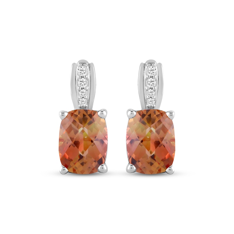 Main Image 2 of Cushion-Cut Rainbow Lab-Created Sapphire & White Lab-Created Sapphire Drop Earrings Sterling Silver