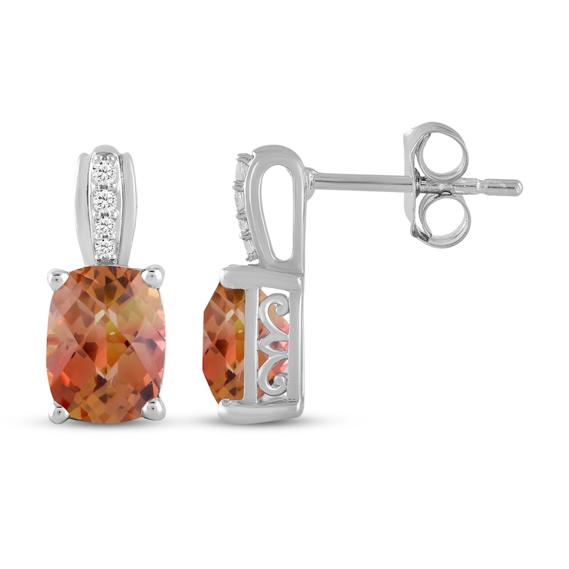 Main Image 3 of Cushion-Cut Rainbow Lab-Created Sapphire & White Lab-Created Sapphire Drop Earrings Sterling Silver