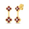 Thumbnail Image 1 of Lab-Created Ruby & White Lab-Created Sapphire Drop Earrings 10K Yellow Gold
