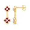 Thumbnail Image 3 of Lab-Created Ruby & White Lab-Created Sapphire Drop Earrings 10K Yellow Gold