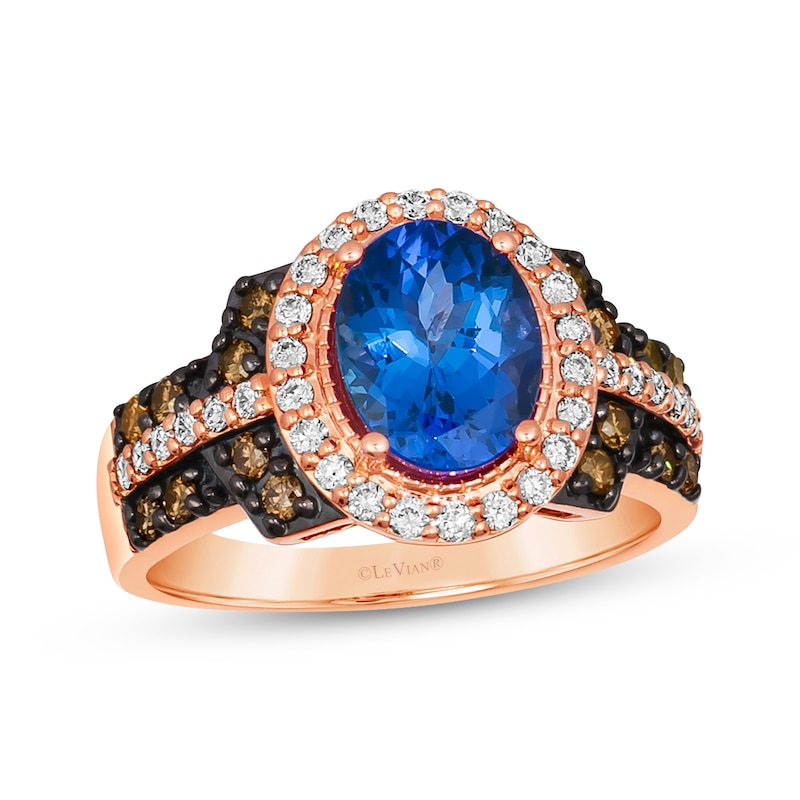 Main Image 1 of Le Vian Oval-Cut Tanzanite & Diamond Ring 5/8 ct tw 14K Strawberry Gold