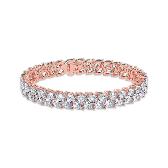 KAY Lab-Grown Diamonds Pear-Shaped Two-Row Tennis Bracelet 20 ct tw 14K Rose Gold 7"