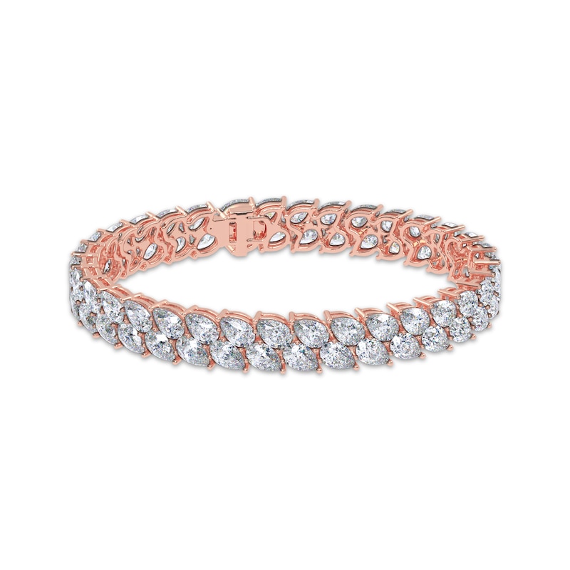 Main Image 1 of KAY Lab-Grown Diamonds Pear-Shaped Two-Row Tennis Bracelet 20 ct tw 14K Rose Gold 7"