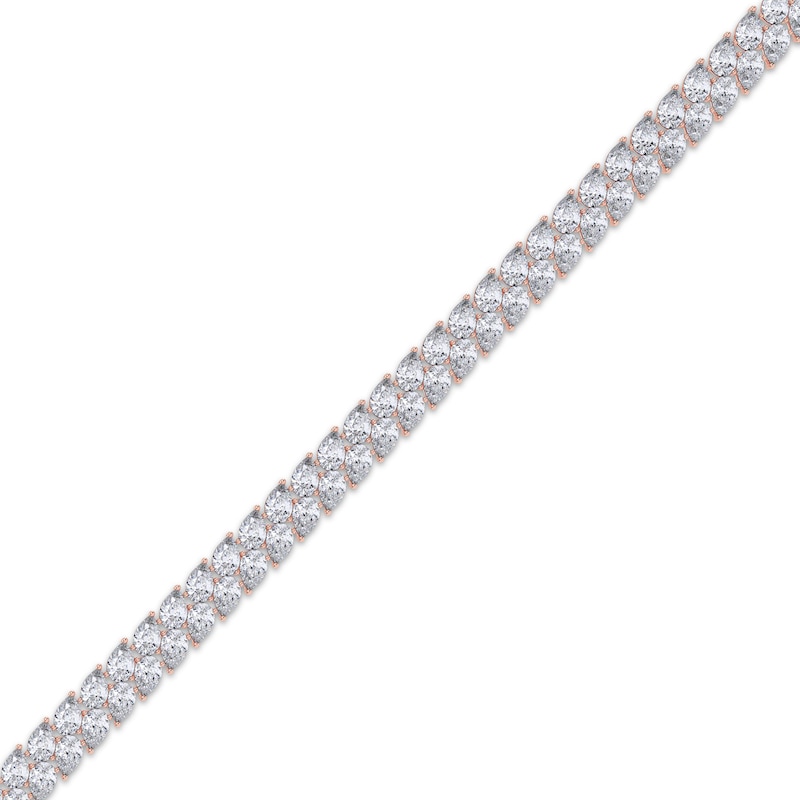 Main Image 2 of KAY Lab-Grown Diamonds Pear-Shaped Two-Row Tennis Bracelet 20 ct tw 14K Rose Gold 7"