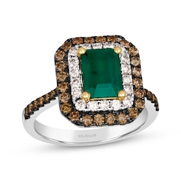 Le Vian Emerald-Cut Emerald Ring 7/8 ct tw Diamonds 14K Two-Tone Gold