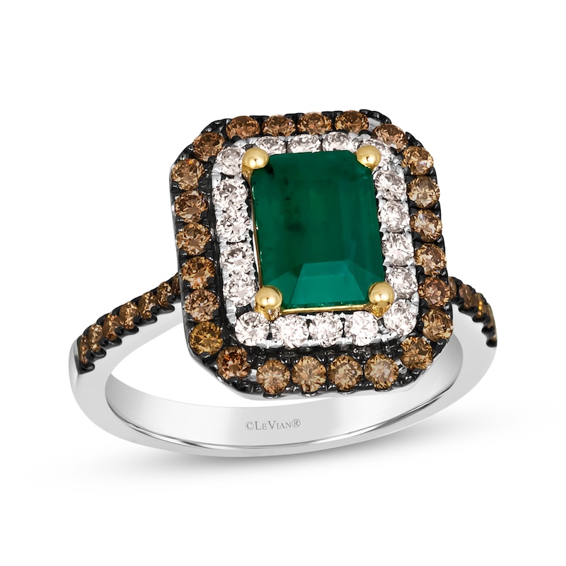 Main Image 1 of Le Vian Emerald-Cut Emerald Ring 7/8 ct tw Diamonds 14K Two-Tone Gold
