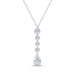 KAY Lab-Grown Diamonds Pear-Shaped & Round-Cut Pierced Drop Necklace 10K White Gold 18"