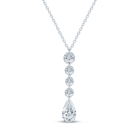 KAY Lab-Grown Diamonds Pear-Shaped & Round-Cut Pierced Drop Necklace 10K White Gold 18"