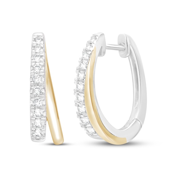 KAY Lab-Grown Diamonds Double Hoop Earrings 1/3 ct tw Sterling Silver & 10K Yellow Gold