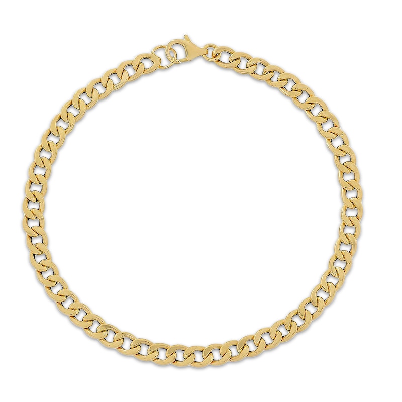 Main Image 1 of 4.5mm Curb Chain Bracelet Hollow 10K Yellow Gold 7.5"