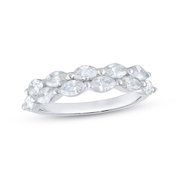 Adore Marquise-Cut Diamond Two-Row Anniversary Ring 1 ct tw 14K White Gold