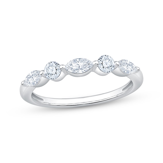 Adore Lab-Grown Diamonds Round & Marquise-Cut Anniversary Ring 1/2 ct tw 14K White Gold