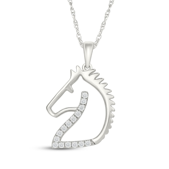 KAY Lab-Grown Diamonds Horse Head & Mane Necklace 1/10 ct tw Sterling Silver 18"