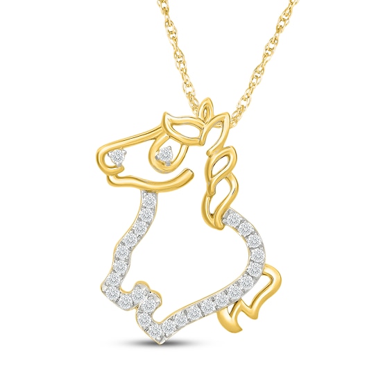 KAY Lab-Grown Diamonds Pony Necklace 1/5 ct tw 10K Yellow Gold-Plated Sterling Silver 18"