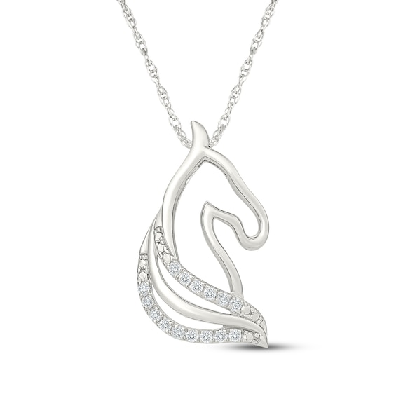 KAY Lab-Grown Diamonds Horse Silhouette Necklace 1/10 ct tw Sterling Silver 18"