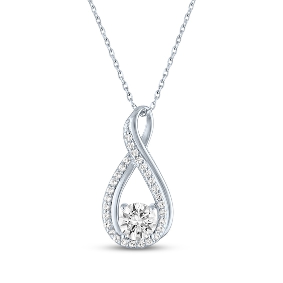 White Lab-Created Sapphire Infinity Necklace Sterling Silver 18"