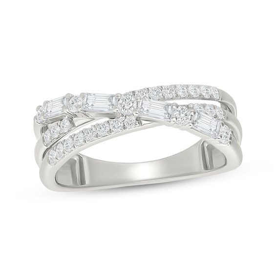 KAY Lab-Grown Diamonds Round & Baguette-Cut Crossover Ring 1/2 ct tw 10K White Gold