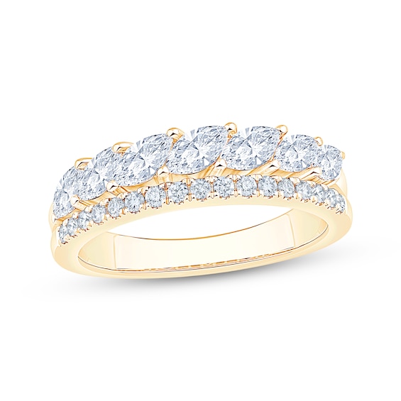 Adore Lab-Grown Diamonds Marquise & Round-Cut Anniversary Ring 7/8 ct tw 14K Yellow Gold