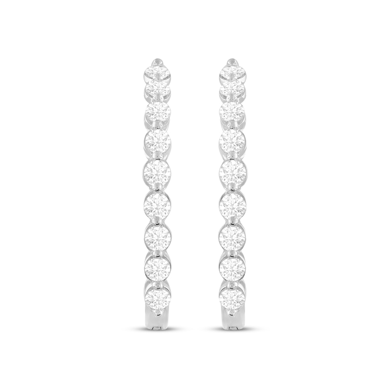 Main Image 2 of Lab-Grown Diamonds by KAY Oval Hoop Earrings 1 ct tw 14K White Gold