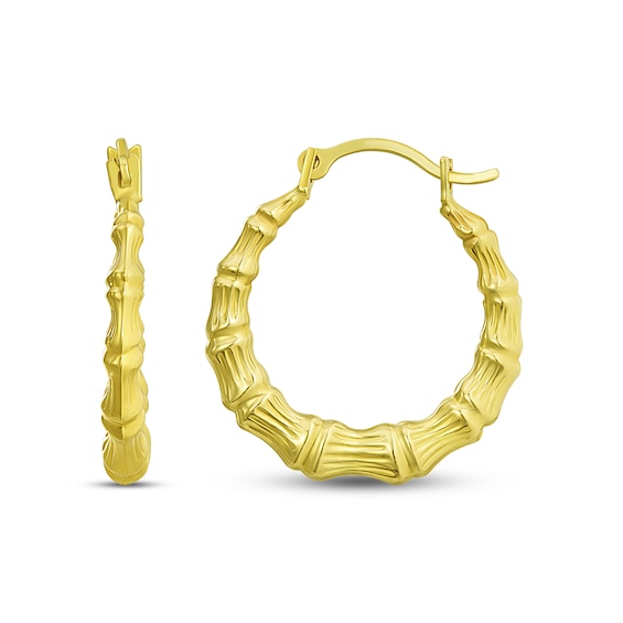 Bamboo Hoop Earrings 14K Yellow Gold