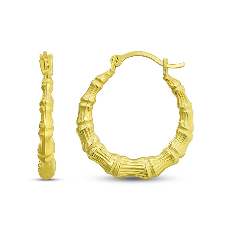 Main Image 1 of Bamboo Hoop Earrings 14K Yellow Gold