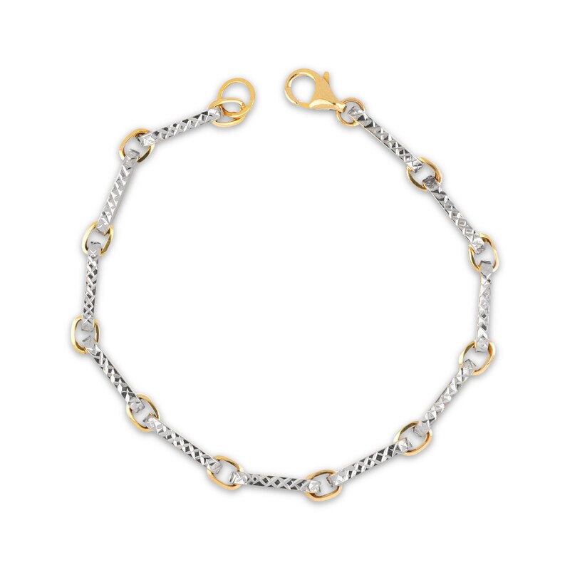 Main Image 1 of Diamond-Cut Paperclip Link Bracelet 14K Yellow Gold 7.5”