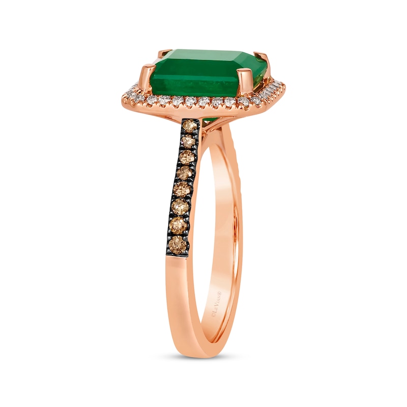 Main Image 2 of Le Vian Emerald-Cut Emerald Ring 3/8 ct tw Diamonds 14K Strawberry Gold