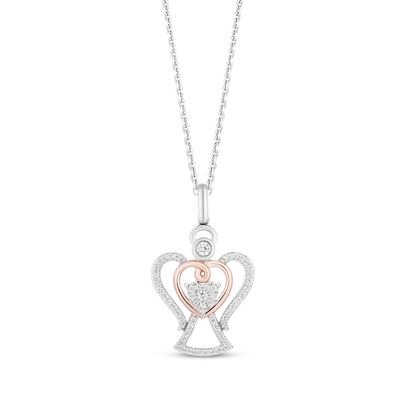 Main Image 1 of Hallmark Diamonds Angel Heart Necklace 1/5 ct tw Sterling Silver & 10K Rose Gold 18"