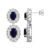 Thumbnail Image 1 of Oval-Cut Blue Lab-Created Sapphire & White Lab-Created Sapphire Scalloped Drop Earrings Sterling Silver
