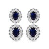 Thumbnail Image 2 of Oval-Cut Blue Lab-Created Sapphire & White Lab-Created Sapphire Scalloped Drop Earrings Sterling Silver