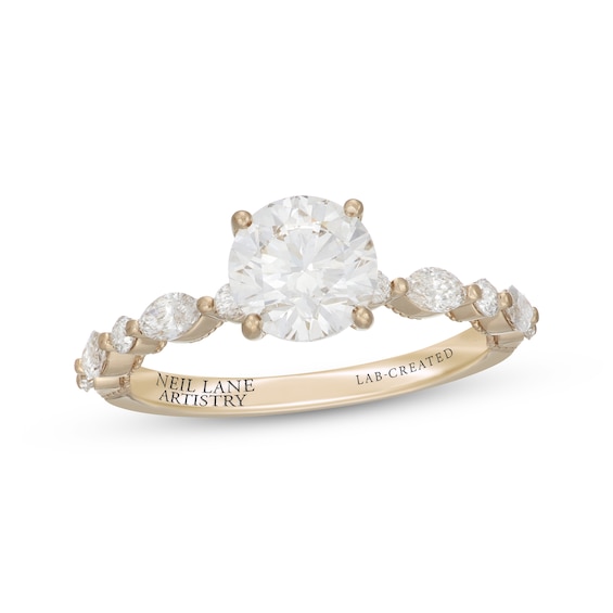 Neil Lane Artistry Round-Cut Lab-Grown Diamond Engagement Ring 2 ct tw 14K Yellow Gold